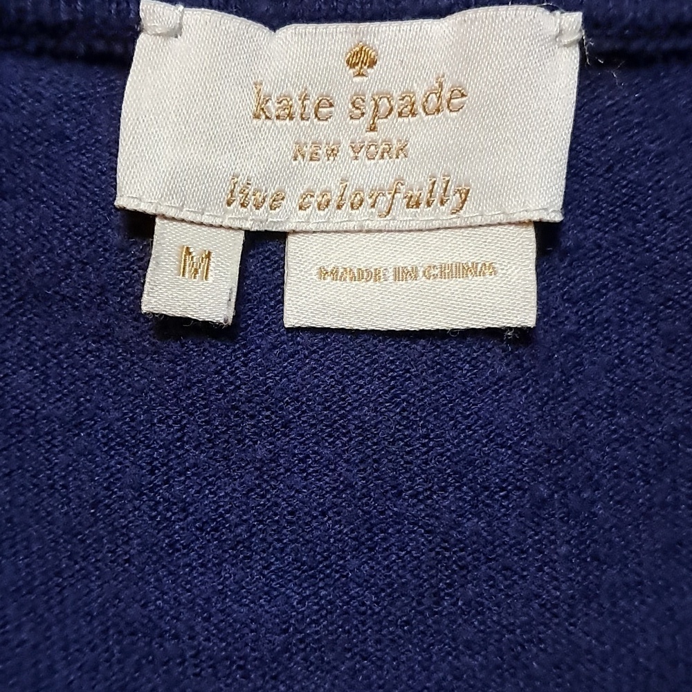 Kate Spade New York Live Colorfully Blue Bows Button Front Cardigan Sweater - Picture 9 of 11